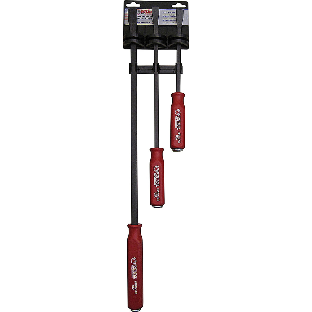 Wilde Tool - HPB3-SQ.B-HTHC - 3-Piece Hard Cap Pry Bar Set - 12 Inch , 17 Inch & 25 Inch Bars
