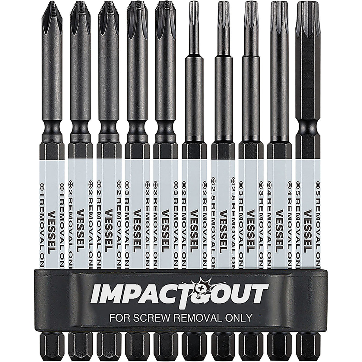 Vessel - HZB10P01 - Impact & Out Screw Removing Bit Assortment