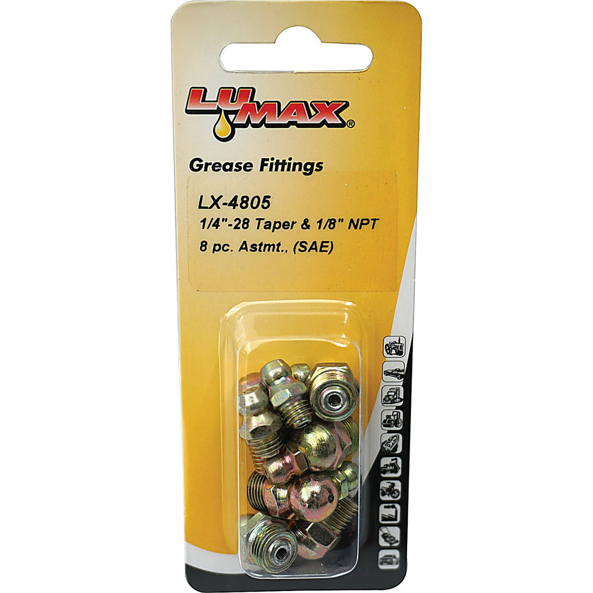 Lumax LX-4805 8/pc Assortment., (SAE), 1/4in. 28 Taper & 1/8in. NPT