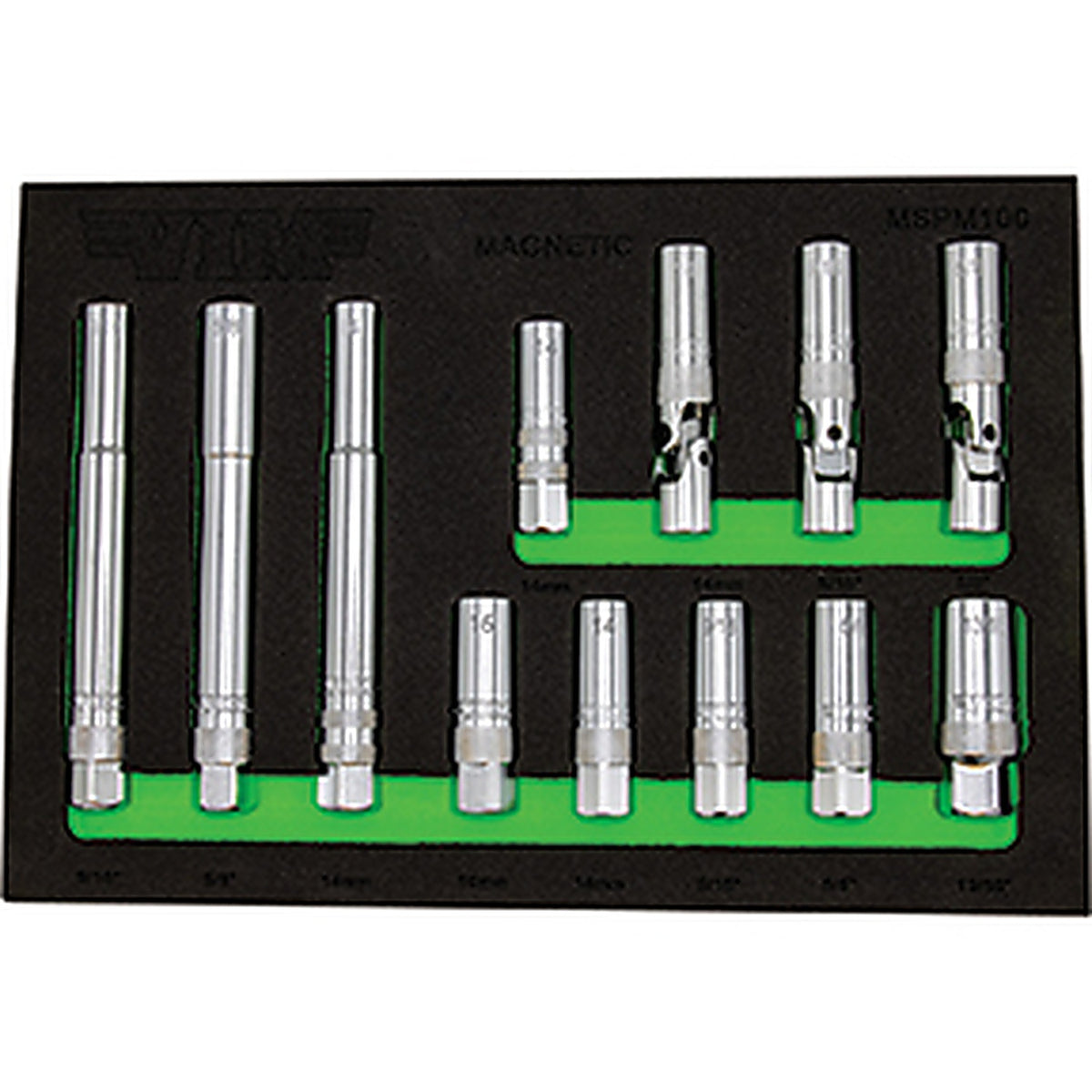 VIM Tools - MSPM100 - 12 Piece 3/8 in Drive Magnetic Spark Plug Master Set