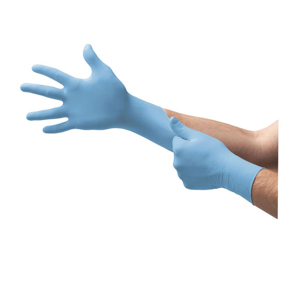 Microflex N244-XL Safety Series Nitrile Powdered Industrial-Grade Gloves, Blue, XL