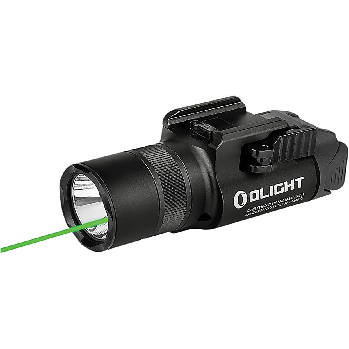 Olight - OLBALDRPRORBK - Weapon Light with 1, 350-Lumen Output, Green Laser, and Magnetic Charging.