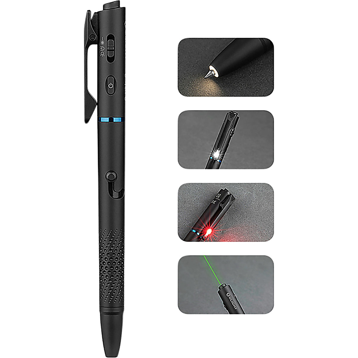 Olight - OLOPEN3BK - 4-In-1 Penlight with White/Red Light, Green Laser, USB-C Charging, and Smooth Writing Grip.