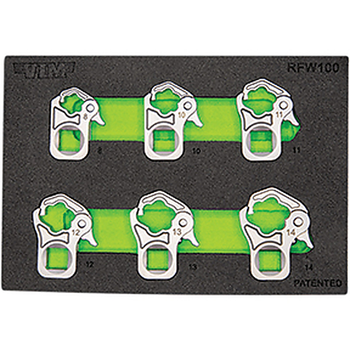 VIM Tools - RFW100 - 6 Piece 3/8 in Drive Ratcheting Flare Nut Wrench Set