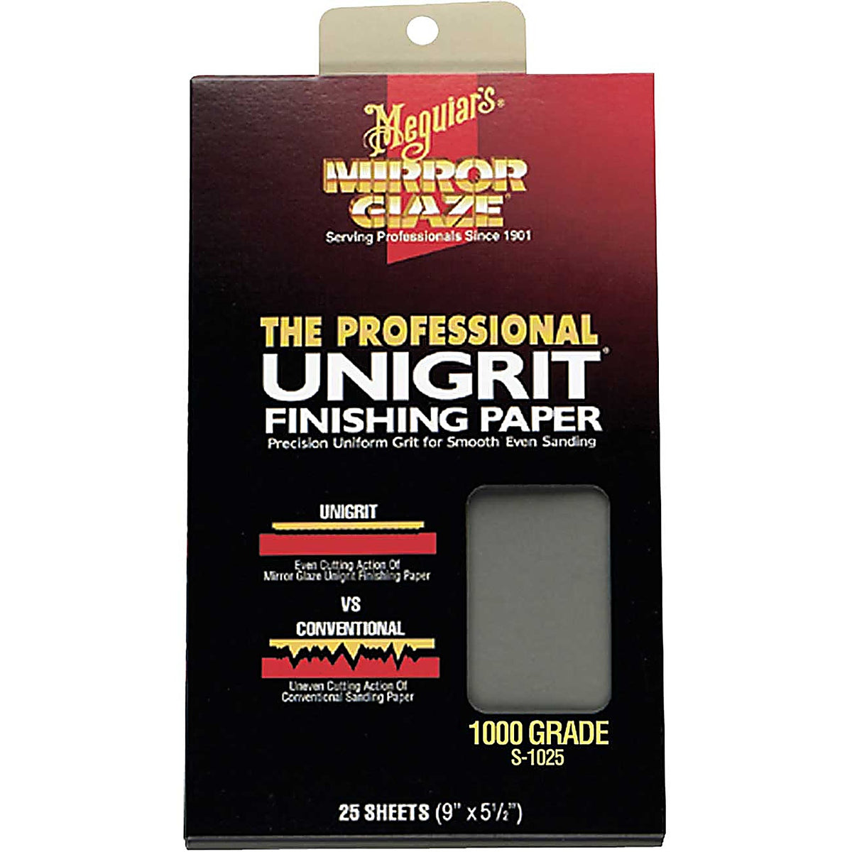Meguiars - S1025 - Mirror Glaze Unigrit Finishing Paper, 1000 Grit, 25 Sheets