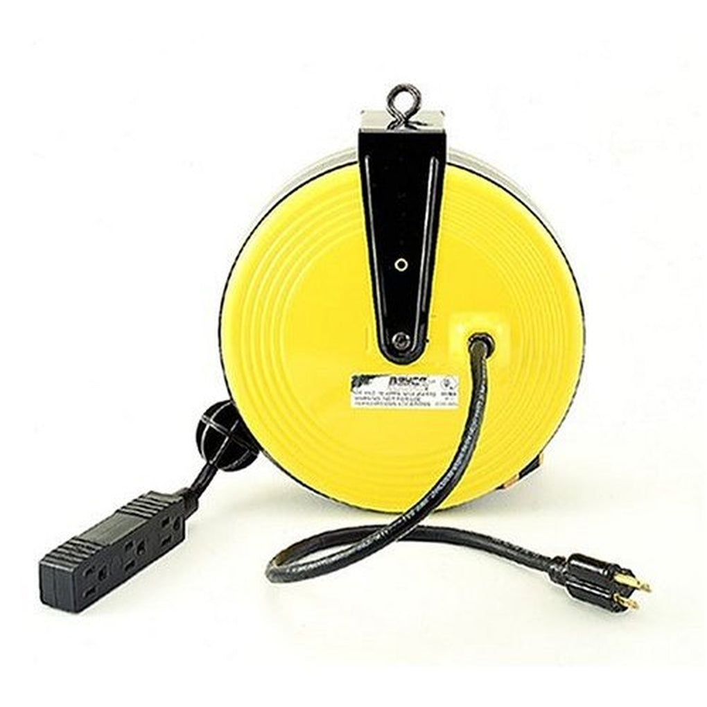 BAYCO SL-800 30FT Retractable Metal Cord Reel w/ 3 Outlets, 10amp