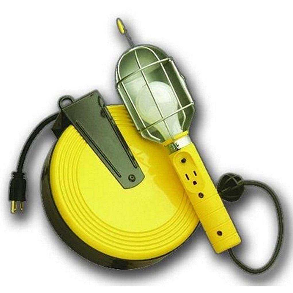 Bayco SL840 Incandescent Work Light w/ Metal Shield on Retractable Reel Single Outlet