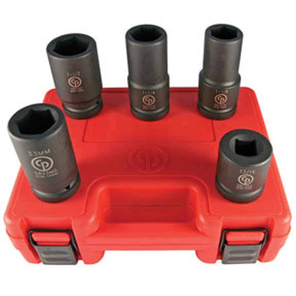 Chicago Pneumatic - SS8205WS - 1 Inch Dr Wheel Service SAE and Metric Impact Socket Set, 5 Piece