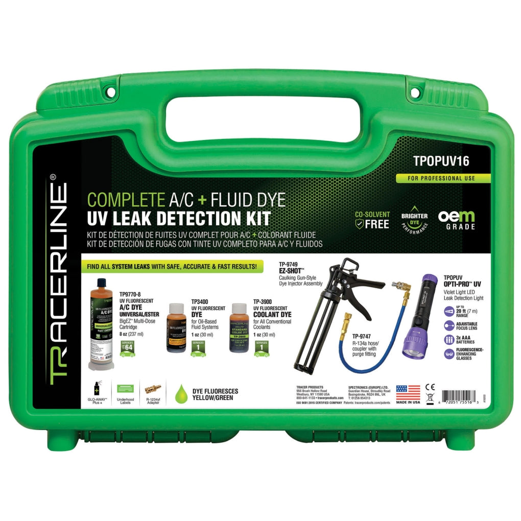 Tracer Line - TPOPUV16 - Complete A/C and Fluid Dye UV Leak Detection Kit