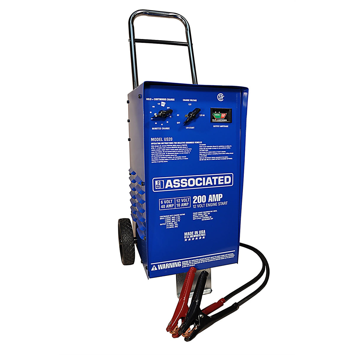Associated Auto Equipment - US20 - 6/12v 200amp Wheel Charger w/Timer