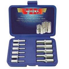 VIM Tools VDE418 Torx Deep Socket Set, 11pc. Inverted Torx E4 Thru E18, Satin Chrome In Case
