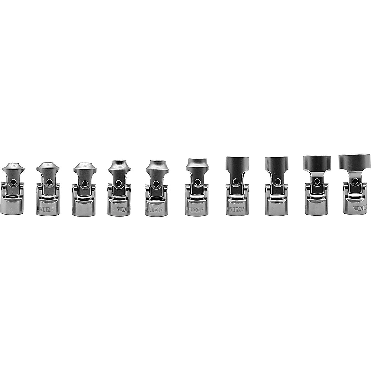 VIM Tools - VUMS400 - 10 Piece 1/4 in Drive Stubby Universal Joint Metric Socket Set - Satin